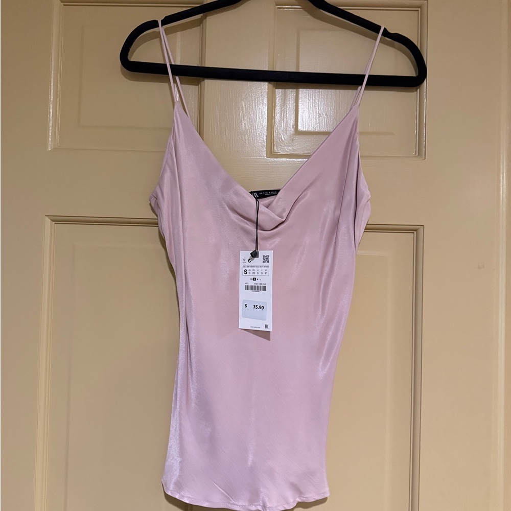 Zara Light Pink Satin Camisole